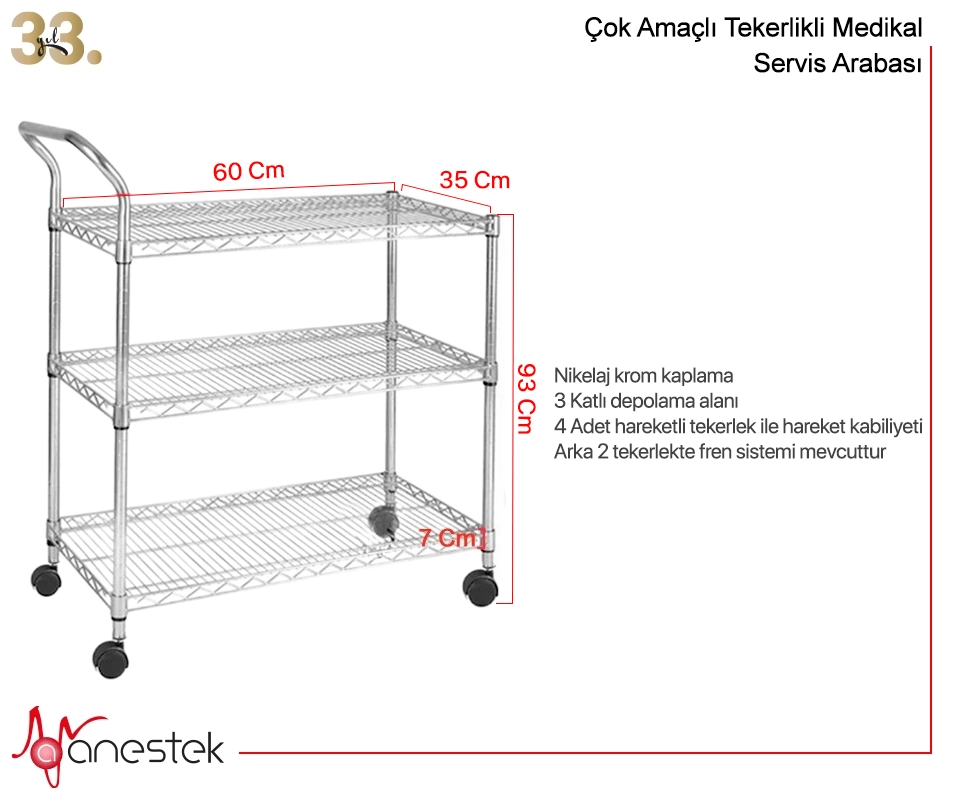            Çok Amaçlı Tekerlikli Medikal Servis Arabası